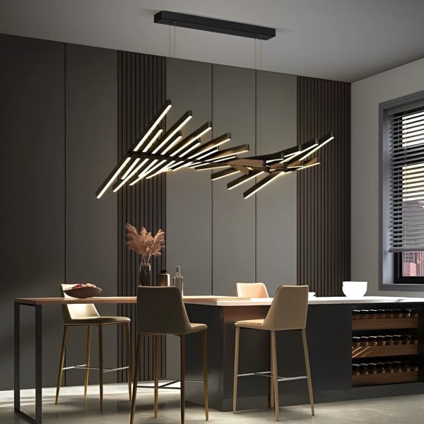 Waves Fishbone Strip Stepless Dimming LED Nordic Chandelier Pendant Light - Image 2