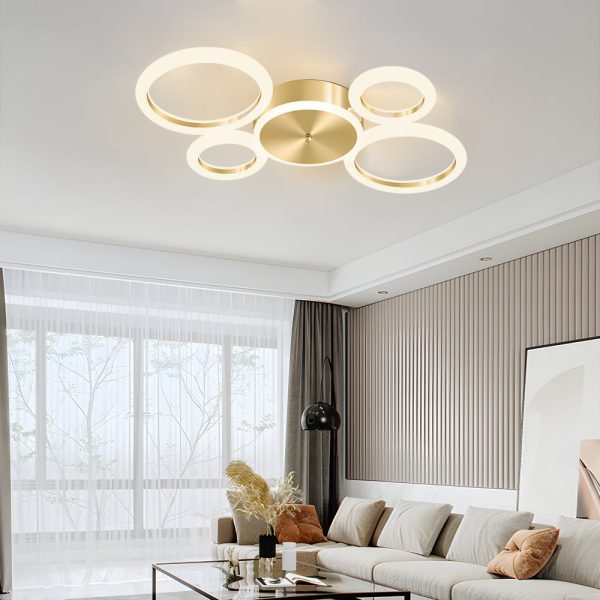 Modern Gold LED Flush Mount Rings Circle Ceiling Light Fixture - Image 6