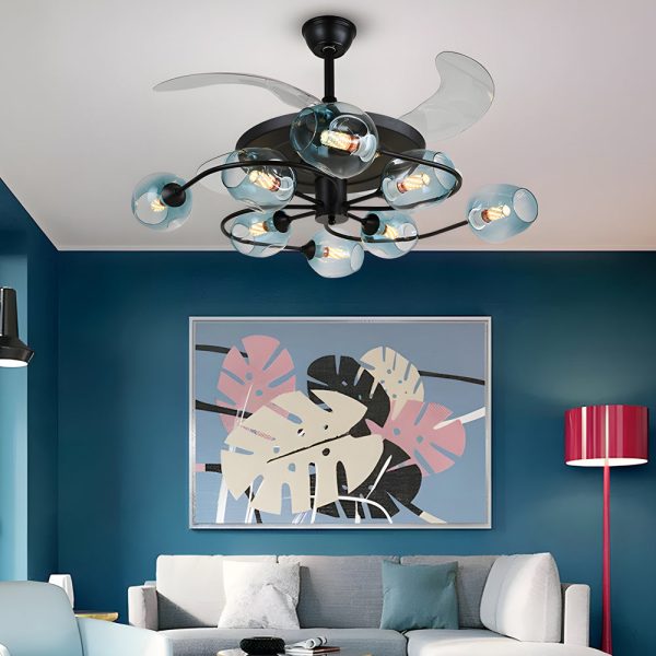 41-in 4 Blades Ceiling Fan Lights with 6/8-Light Glass Shades, Remote Control - Image 4