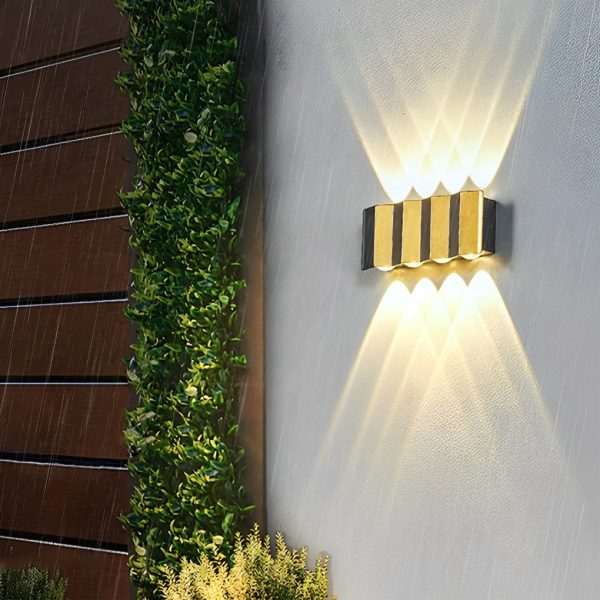 Black & Gold Aluminum LED Outdoor Up Down Wall Light - Image 4