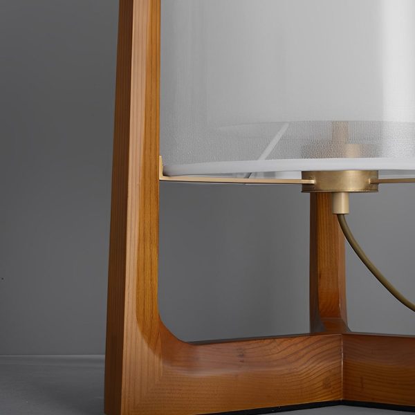 Rustic Japanese-style Wood Standing and Double Shaded LED Floor Lamp - Image 5