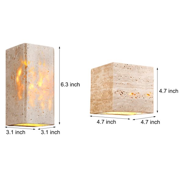 Wabi-Sabi Yellow Travertine LED Wall Sconce - Square/Rectangle - Image 6