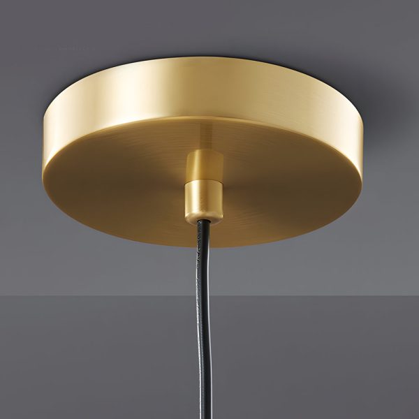 1-Light Mid-Century Brass Flared Pendant Light with White Glass Shade - Image 6