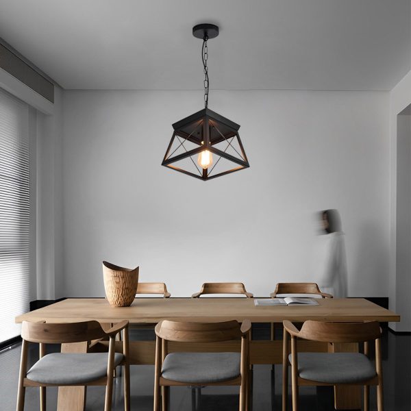 Geometric Iron Adjustable Height Retro Industrial Style Chandelier Light - Image 2