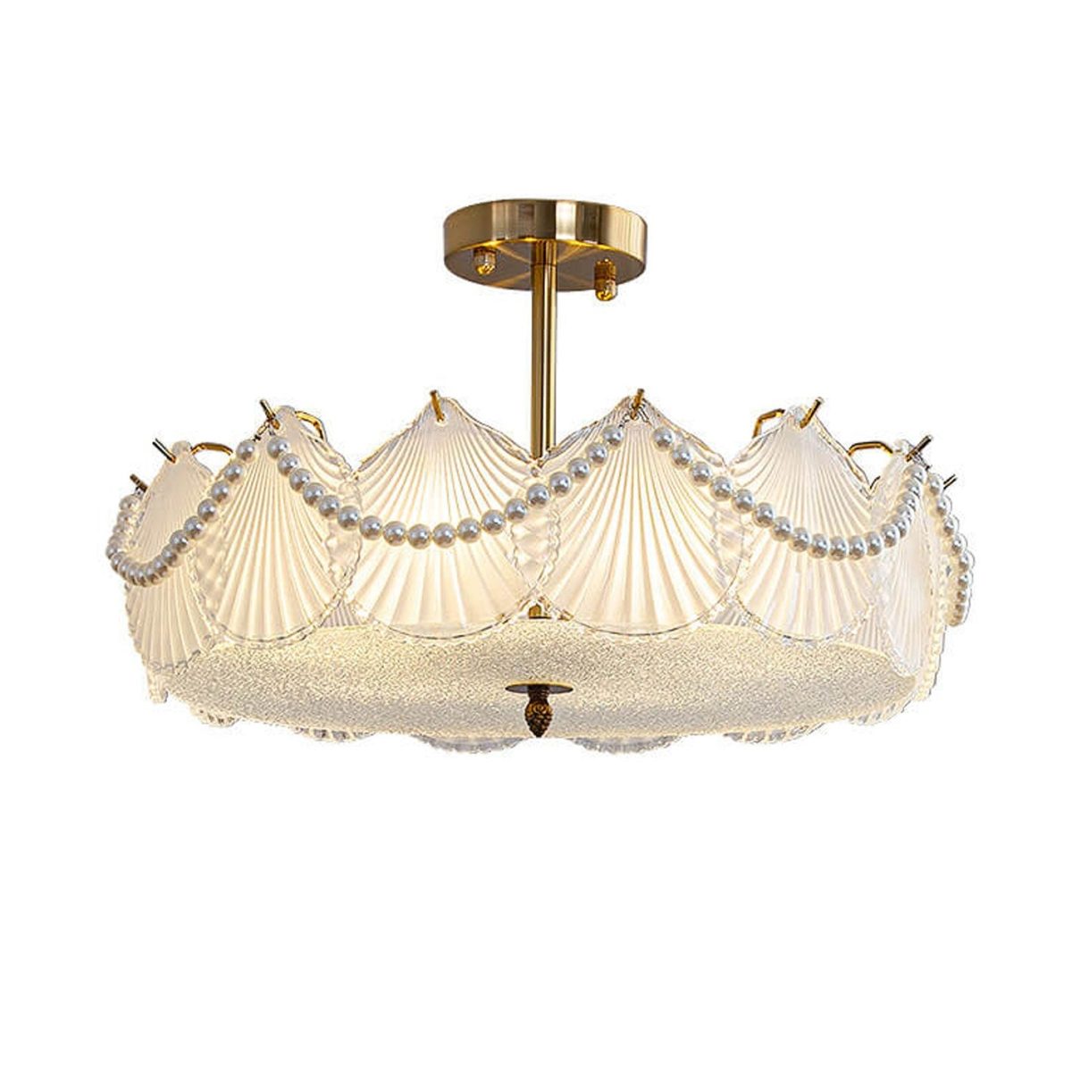 French Light Luxury Seashell Glass Pearl Round 5/6/ 8 Light Chandelier - Image 2
