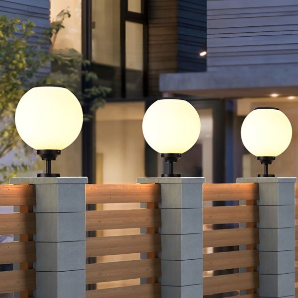 Ball Waterproof Three Step Dimming LED Solar Post Caps Lights Pillar Light - Image 4