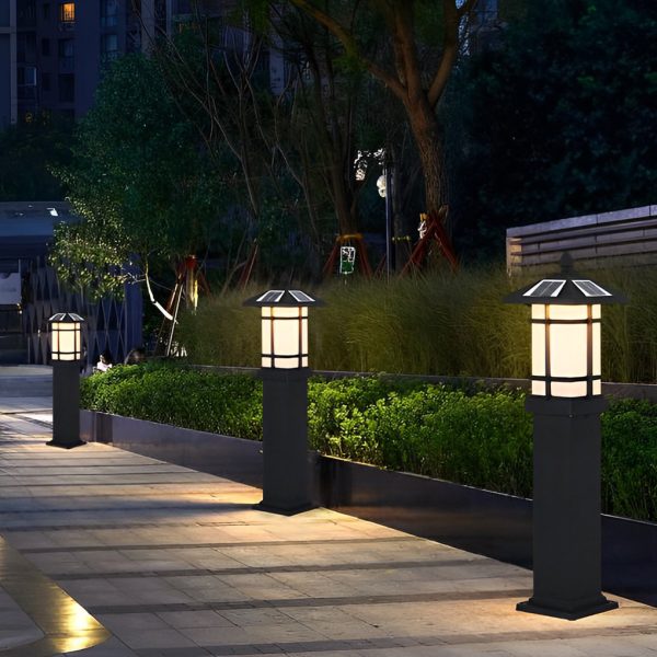 Modern Solar LED Lawn Lamp with Ancient Asian Style Top Waterproof Outdoor Light - Image 8