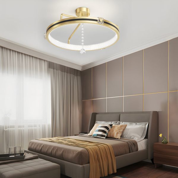 Round Rings Crystal Glass Ball Decor 3 Step Dimming Modern Ceiling Lights - Image 2