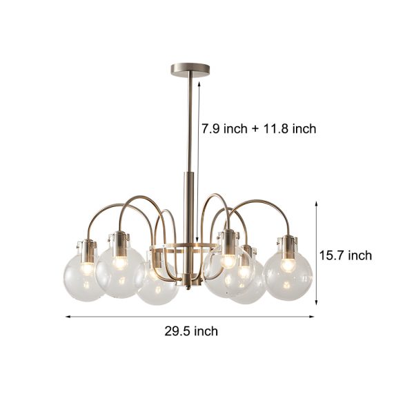 6-Light Glass Globe Shade Indoor Nickel Finish Chandelier - Image 7