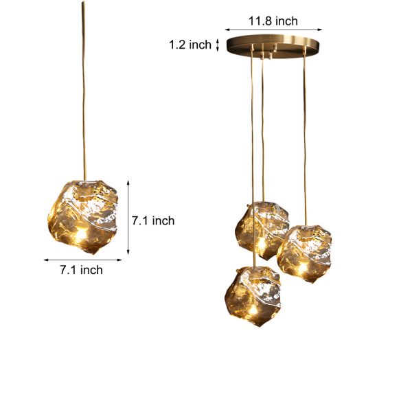 Irregular Lava Texture Glass Shade Copper Simple Post-Modern Chandelier - Image 6