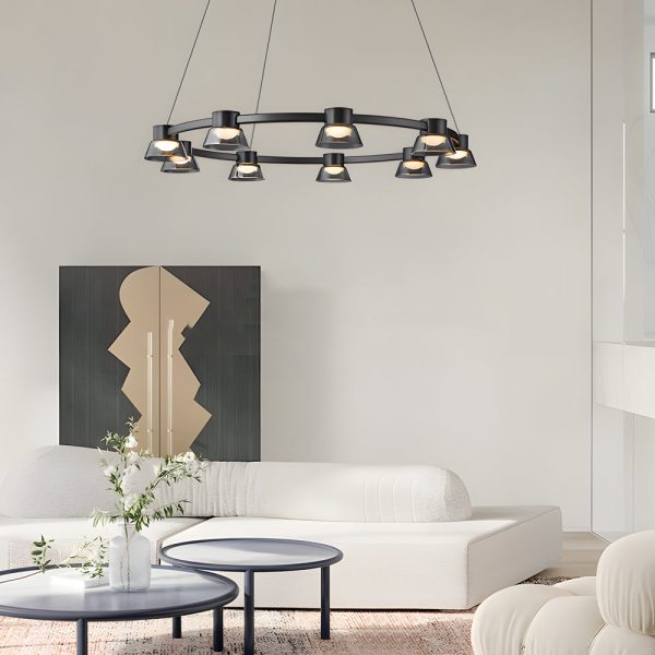 Ring LED Pendant with Smoke Gray Glass Shades - Image 5