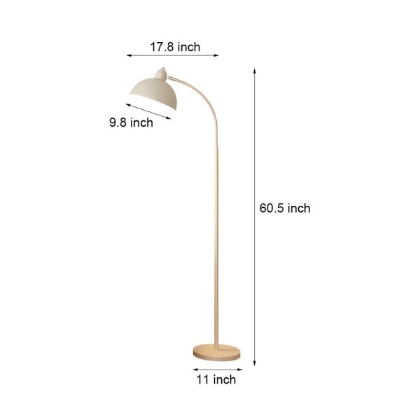 White Task Chrome Arc Floor Lamp with Dome Shade - Image 7