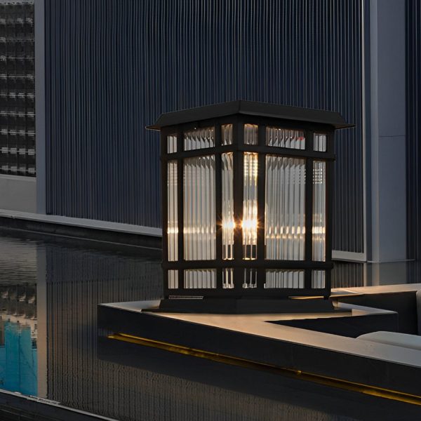 Retro Glass LED Waterproof Matte Black Modern Solar Fence Post Lights - Image 2