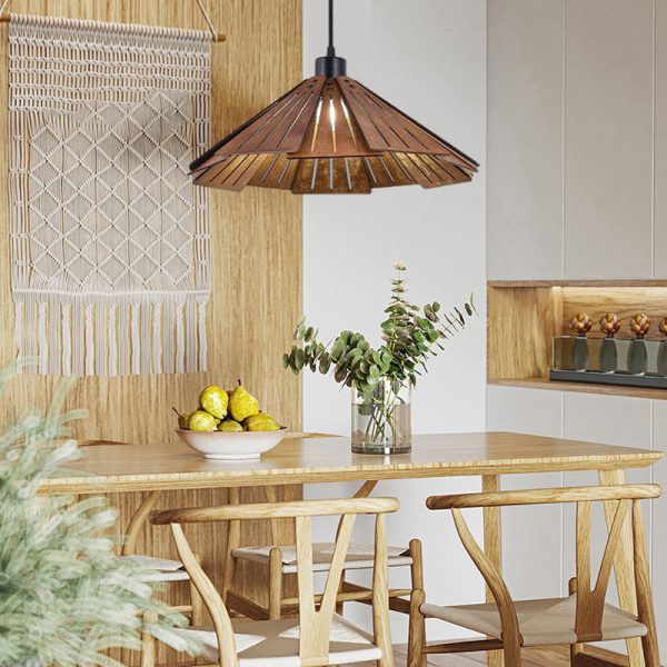 Wood Japanese Wabi-Sabi Retro Nordic Chandelier Dining Room Light Fixture - Image 3