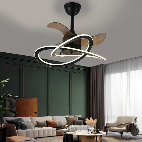 Waves Flower LED Mute Timing Creative Nordic Bladeless Ceiling Fans - Image 2