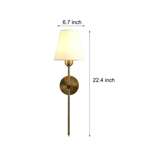 Modern 1-Light Black/Gold Wall Sconce with White Linen Fabric Shade - Image 6