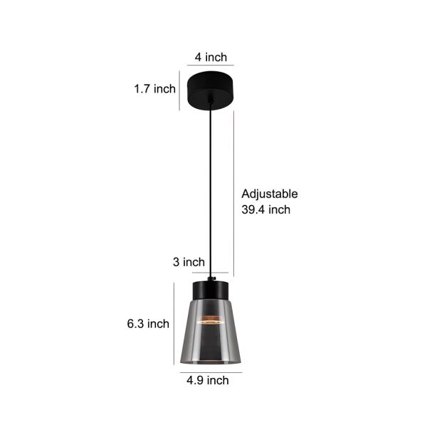 Minimalist Smoke Gray Glass Shade Cob Modern Pendant Lights Chandelier - Image 7