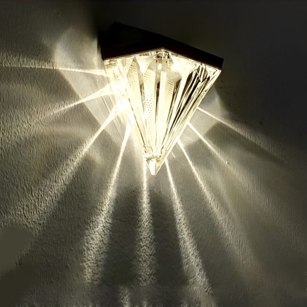 2PCS Geometric LED Waterproof Black Solar Wall Lamp Outdoor Wall Lights Fixture - Image 6