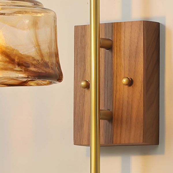 1 Head Vintage Brass Wall Light Glass Shade High Arm Wall Lamp - Image 5