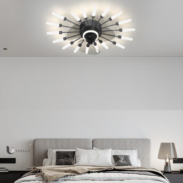 Creative Flower Mute Three Step Dimming Nordic Fans Ceiling with Lights - Image 9