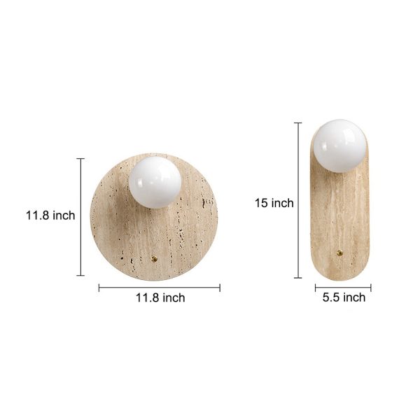 Round Long Yellow Travertine LED Wabi-sabi Japanese Style Wall Lights Fixture - Image 6