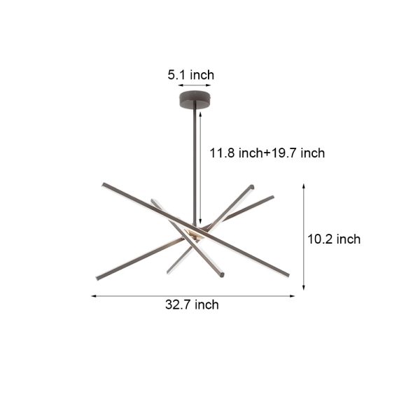 4-Light Dimmable LED Sputnik Linear Chandelier - Image 6