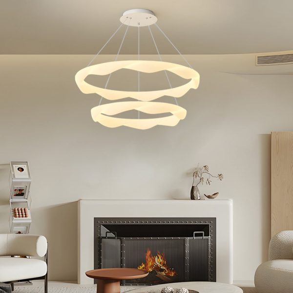 Creative Cream Style Designer Rings 3 Step Dimming Modern Chandelier - Image 4