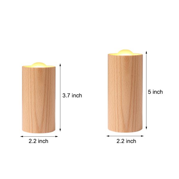 Candlelight Ambient Wood Cylinder Accent LED Table Lamp - Image 7