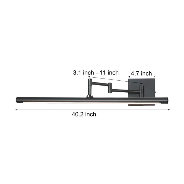 40'' Adjustable Swing Arm Bathroom Vanity Light with Matte Finish - Image 7