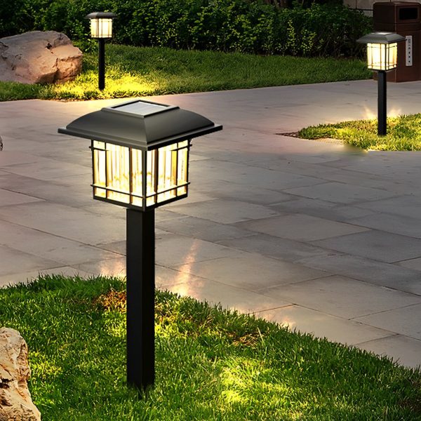 Vintage-Modern Solar Square Lawn Lights Waterproof, Durable Outdoor Lighting