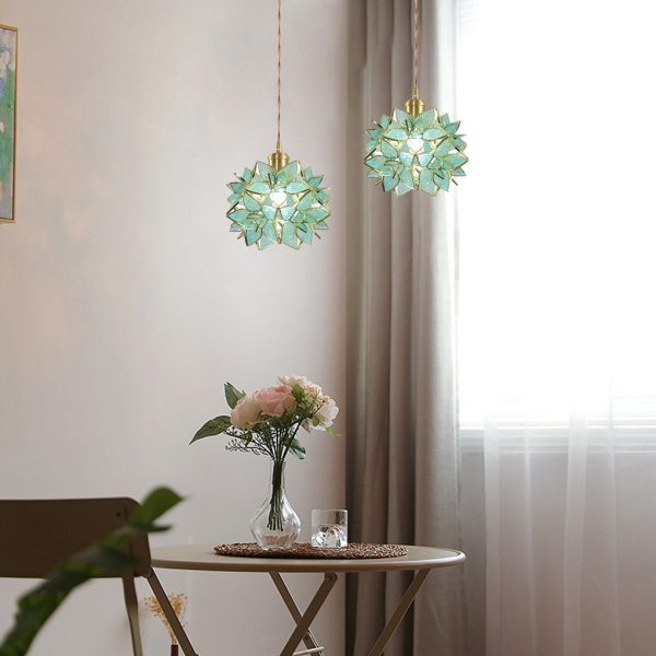 Glass Gardenia Petals Romantic Warm LED French Style Pendant Lights Fixture - Image 4