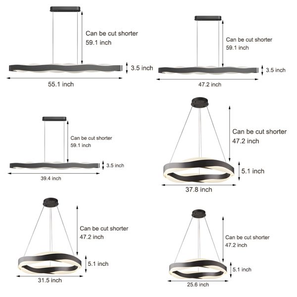 1-Light Linear Wavy Round LED Pendant Light - Image 6