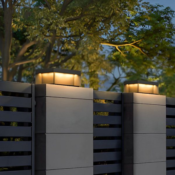 Square LED Hardwired/Solar Outdoor Pier Mount Lantern Post Light Black - Image 4