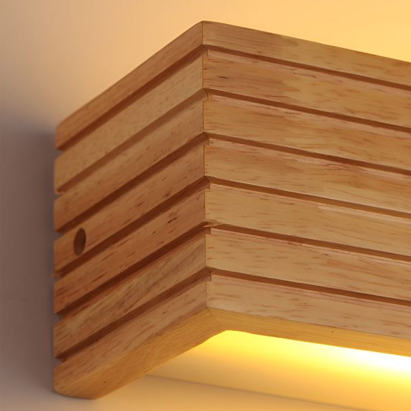Wood Rectangular Waterproof LED Nordic Wall Sconce Lighting Mirror Light - Image 8