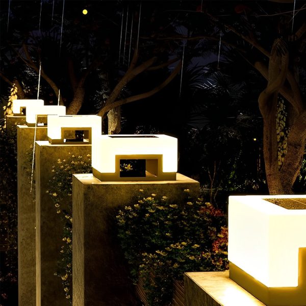 Minimalist Square Waterproof LED Black Modern Solar Post Caps Lights - Image 4