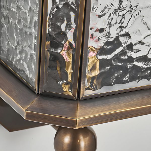 Elegant Brass Glass Lantern Copper Outdoor Wall Light - Image 6