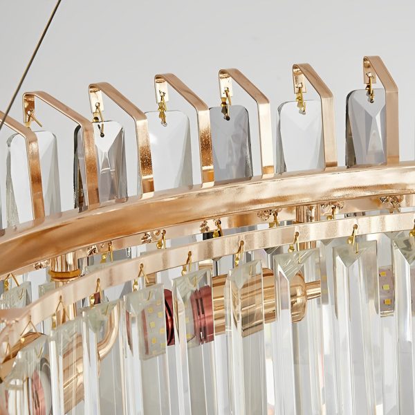 Double Layer Round Electroplated Metal Crystal Gold Modern Chandelier - Image 8
