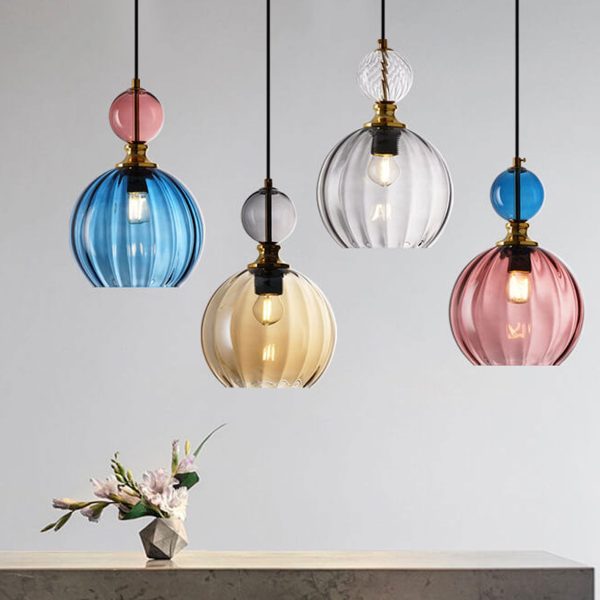 Danish Creative Stripes Glass Round 1/3 Light Chandelier - Image 2