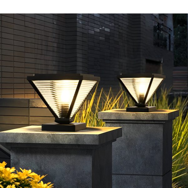 Simple Geometric Shape Waterproof Black Modern Solar Fence Post Lights - Image 6