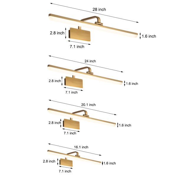 Brass Linear LED Bathroom Vanity Light with Curved Rod Design Elegant Mirror Fixture - Image 7