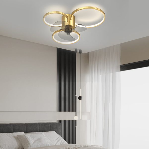 Square Round Rings Three Step Dimming LED Silent Modern Ceiling Fans Lamp - Image 2