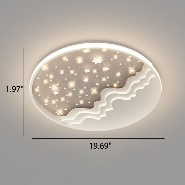 Nordic Creative Star Moon Round Aluminum LED Flush Mount Ceiling Light - Image 8