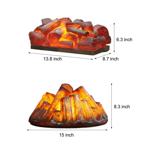 Decorative Resin Firewood Charcoal Pile Simulated Fireplace Flame Lamp - Image 6