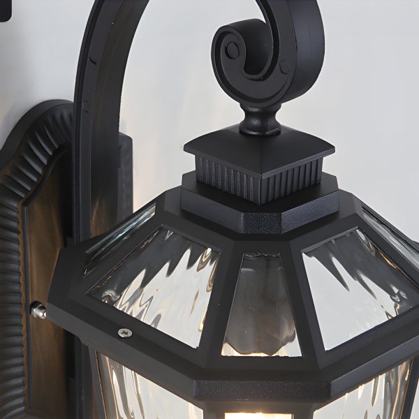 1-Light Black Clear Water Glass Outdoor Wall Light Lantern Wall Sconce Porch Wall Mounted Lights Exterior Wall Lamp - Image 9