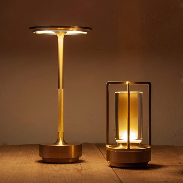 Plated Metal Slender Cordless UFO Alien Table Lamp - Image 4
