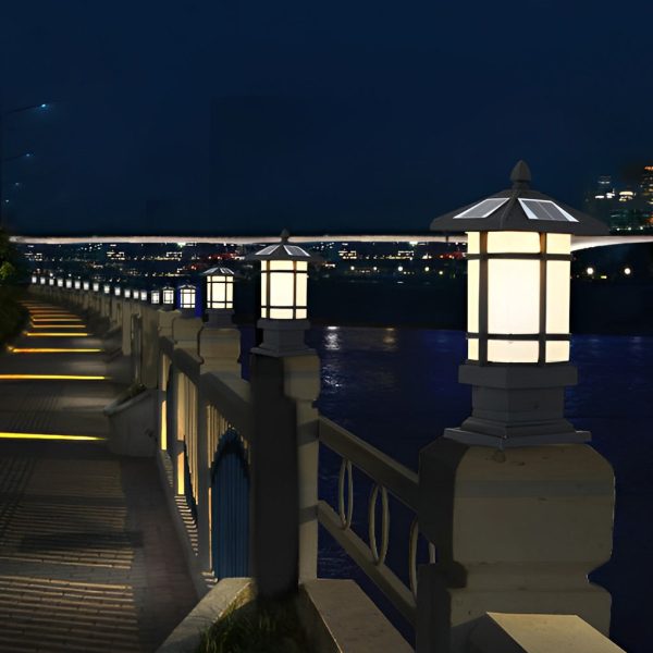 Waterproof Dimming with Remote Black Vintage Solar Fence Post Lights - Image 4