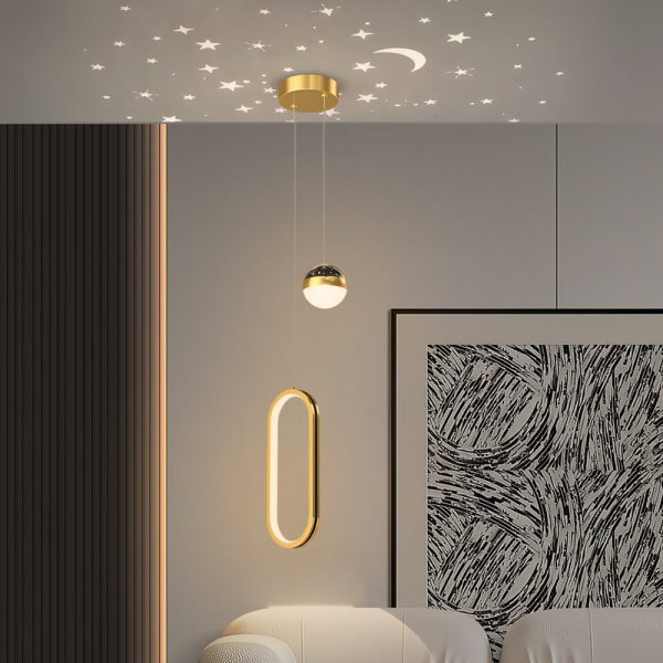 Round Oval Rings 3 Step Dimming LED Starry Projection Modern Pendant Lights - Image 2
