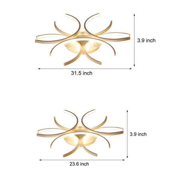 Simple Semi-Circle Lines Flower LED Dimmable Modern Ceiling Light Fixture - Image 7