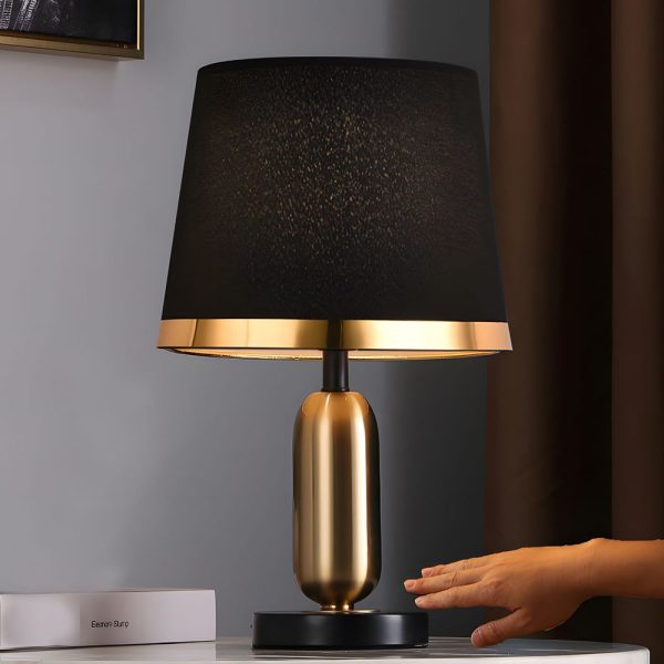 Vintage White/Black and Mid-Century Modern Brass Table Lamp - Image 2