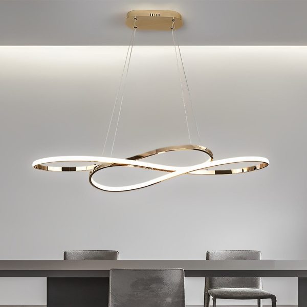 Wavy Double 8-shaped LED Stepless Dimming Nordic Chandelier Hanging Lamp - Image 7